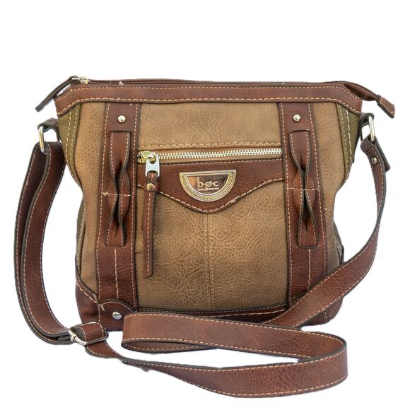 BOC BORN CONCEPT Purse Brown Green Faux Leather Crossbody Shoulder Bag - Picture 1 of 7